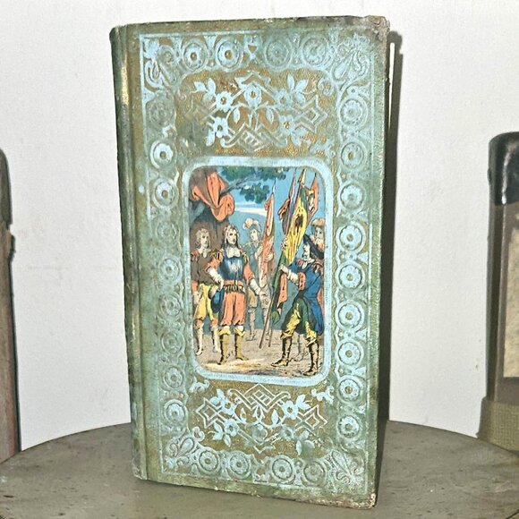 Antique 1856 French Gilded Cartonnage Book Decorative Gilt Romantic Cardboard